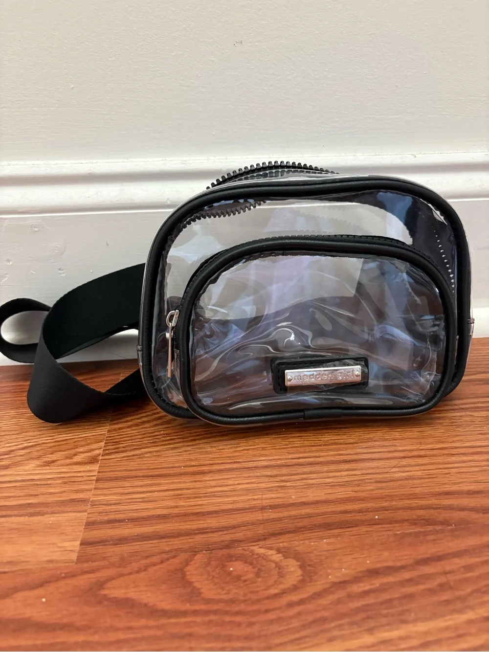 Madden Girl Clear Fanny Pack with Silver hardware